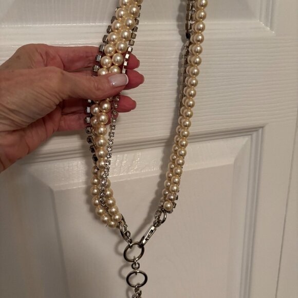 Faux Pearl and Rhinestone Adjustable Belt - Picture 5 of 13